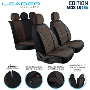 Skoda Kodiaq Lüx Deri Detaylı Tay Tüyü Oto Koltuk Kılıfı Ön Arka Takım Edition Serisi Kahverengi Kahverengi