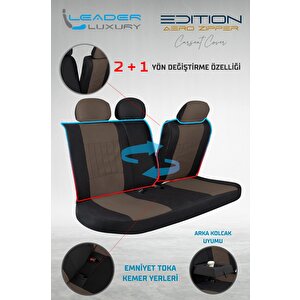 Audi A8 Sedan Lüx Deri Detaylı Tay Tüyü Oto Koltuk Kılıfı Ön Arka Takım Edition Serisi Kahverengi Kahverengi
