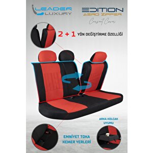 Volkswagen Golf Mk 5 2003-2009 Lüx Deri Detaylı Tay Tüyü Oto Koltuk Kılıfı Ön Arka Takım Edition Serisi Kırmızı Kırmızı