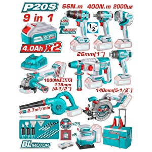 9'lu Avantaj Set - Akülü Kırıcı Delici Taşlama Matkap Vidalama Set Tosli250381e