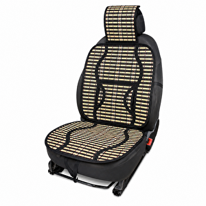 Oto Hasır Bambu Minder Ön Siyah İkili Takım Bel Destekli Terletmez Wf-1053