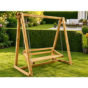 Ice Mutfak Natura Masif Ahşap 2 Kişilik Bahçe Salıncağı 200 × 125 × 205 Cm