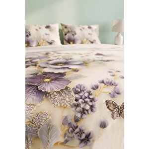 Krem Nayra 3d Flower Çift Kişilik Nevresim Takımı – 4 Parça