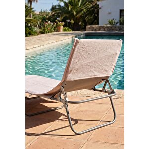 Pudra %100 Pamuk Şezlong Havlusu, 60x180 Cm, Hızlı Kuruyan Plaj Havlusu