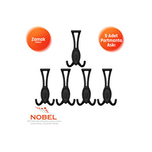Zepli̇n Portmanto Askısı, Metal Vestiyer Askısı, Matsiyah, Duvar Ve Dolap Askılığı (5'li Set) Vidalı