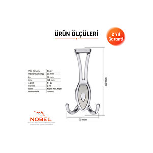 Zepli̇n Portmanto Askısı, Metal Vestiyer Askısı, Açik Krom Matkrom, Duvar Ve Dolap Askılığı (5'li Set) Vidalı