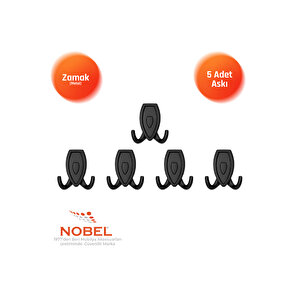 Zepli̇n Askı, Metal Vestiyer Askısı, Matsiyah Si̇yah, Duvar Ve Dolap Askılığı (5'li Set) Vidalı