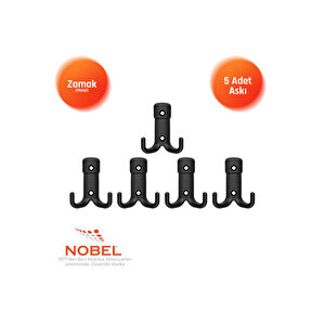 Kare Askı, Metal Vestiyer Askısı, Matsiyah, Duvar Ve Dolap Askılığı (5'li Set) Vidalı