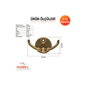 Fonksi̇yonel Askı, Metal Vestiyer Askısı, 59 Gr, Dolap Ve Duvar Askılığı, Anti̇k Sari (vidalı)