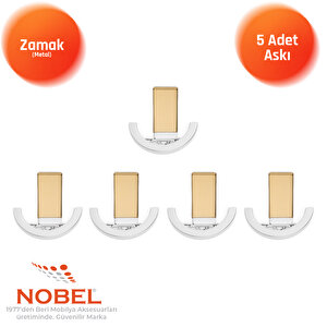 Palmiye Lüks Askı, Metal, Vestiyer Askı, 120 Gr, Dolap Askılık, Duvar Askılığı, Krom-altın (vidalı)5 Adet