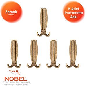 Best Lüks Portmanto Askı, Metal, Vestiyer Askı, 230 Gr, Dolap Askılık, Duvar Askılığı, Antik Sarı (vidalı)5 Adet