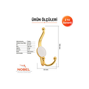 Mi̇sket Portmanto Askısı, Metal Vestiyer Askısı, 23 Gr, Dolap Ve Duvar Askılığı, Altin (vidalı)