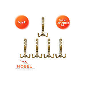 Karatay Portmanto Askısı, Metal Vestiyer Askısı, Anti̇k Sari, Duvar Ve Dolap Askılığı (5'li Set) Vidalı