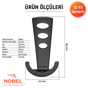 Bemol Lüks Portmanto Askı, Metal, Vestiyer Askı, 185 Gr, Dolap Askılık, Duvar Askılığı, Mat Siyah (vidalı)5 Adet