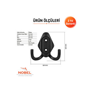 Has Askı, Metal Vestiyer Askısı, Matsiyah, Duvar Ve Dolap Askılığı (5'li Set) Vidalı