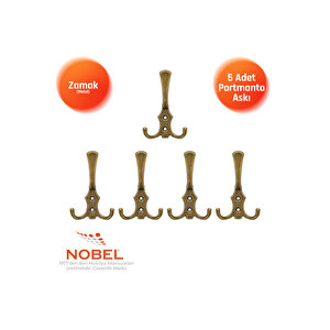 Ri̇ko Portmanto Askısı, Metal Vestiyer Askısı, Anti̇k Sari, Duvar Ve Dolap Askılığı (5'li Set) Vidalı