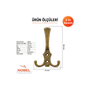 Ri̇ko Portmanto Askısı, Metal Vestiyer Askısı, Anti̇k Sari, Duvar Ve Dolap Askılığı (5'li Set) Vidalı