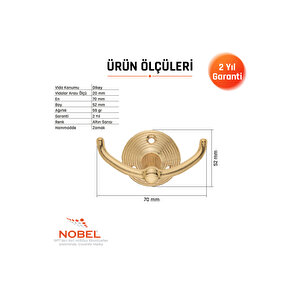 Fonksi̇yonel Askı, Metal Vestiyer Askısı, Altin, Duvar Ve Dolap Askılığı (5'li Set) Vidalı
