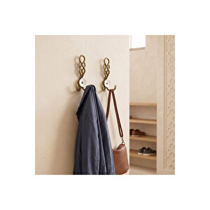 Örgü Portmanto Askısı, Metal Vestiyer Askısı, Anti̇k Sari, Duvar Ve Dolap Askılığı (5'li Set) Vidalı