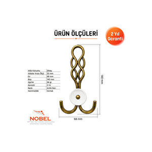 Örgü Portmanto Askısı, Metal Vestiyer Askısı, Anti̇k Sari, Duvar Ve Dolap Askılığı (5'li Set) Vidalı
