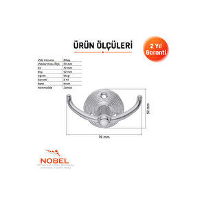 Fonksi̇yonel Askı, Metal Vestiyer Askısı, Krom, Duvar Ve Dolap Askılığı (5'li Set) Vidalı