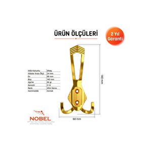 Has Portmanto Askısı, Metal Vestiyer Askısı, 50 Gr, Dolap Ve Duvar Askılığı, Altin (vidalı)