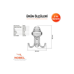 Sarikli Askı, Metal Vestiyer Askısı, 27 Gr, Dolap Ve Duvar Askılığı, Krom (vidalı)