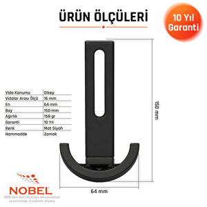 Palmiye Lüks Portmanto Askı, Metal, Vestiyer Askı, 158 Gr, Dolap Askılık, Duvar Askılığı, Mat Siyah (vidalı)