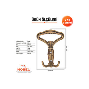 Klasi̇k Portmanto Askısı, Metal Vestiyer Askısı, 40 Gr, Dolap Ve Duvar Askılığı, Anti̇k Sari (vidalı)