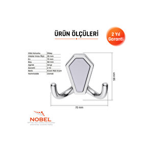 Vi̇lla Askı, Metal Vestiyer Askısı, 44 Gr, Dolap Ve Duvar Askılığı, Krom Matkrom (vidalı)