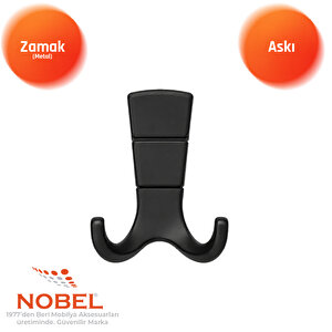 Mina Lüks Askı, Metal, Vestiyer Askı, 125 Gr, Dolap Askılık, Duvar Askılığı, Mat Siyah (vidalı)