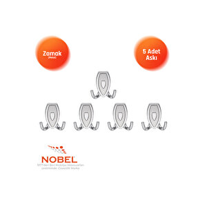Zepli̇n Askı, Metal Vestiyer Askısı, Krom Matkrom, Duvar Ve Dolap Askılığı (5'li Set) Vidalı
