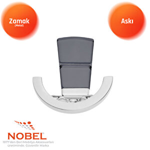 Tivist Lüks Askı, Metal, Vestiyer Askı, 123 Gr, Dolap Askılık, Duvar Askılığı, Krom Füme (vidalı)