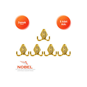 Has Askı, Metal Vestiyer Askısı, Altin, Duvar Ve Dolap Askılığı (5'li Set) Vidalı