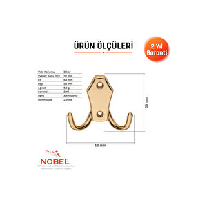 Ri̇ko Askı, Metal Vestiyer Askısı, Altin, Duvar Ve Dolap Askılığı (5'li Set) Vidalı