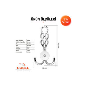 Örgü Portmanto Askısı, Metal Vestiyer Askısı, Krom, Duvar Ve Dolap Askılığı (5'li Set) Vidalı