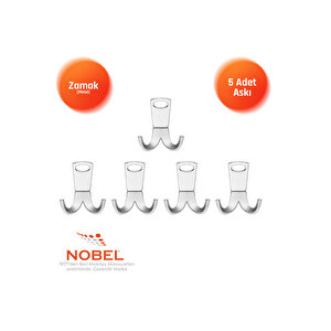 Seylan Askı, Metal Vestiyer Askısı, Krom, Duvar Ve Dolap Askılığı (5'li Set) Vidalı