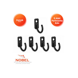 Anahtar Askısı, Metal Vestiyer Askısı, Siyah, Dolap Askılığı (5'li Set) Vidalı