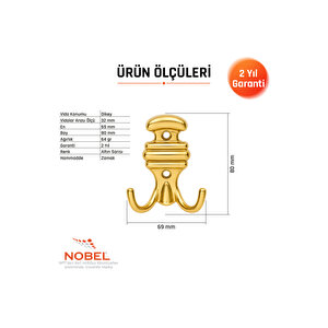Kemerli̇ Askı, Metal Vestiyer Askısı, Altin, Duvar Ve Dolap Askılığı (5'li Set) Vidalı