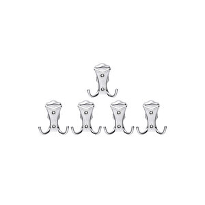 Kobra Askı, Metal Vestiyer Askısı, Krom, Duvar Ve Dolap Askılığı (5'li Set) Vidalı