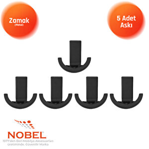 Palmiye Lüks Askı, Metal, Vestiyer Askı, 120 Gr, Dolap Askılık, Duvar Askılığı, Mat Siyah (vidalı)5 Adet