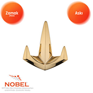 Datça Lüks Askı, Metal, Vestiyer Askı, 128 Gr, Dolap Askılık, Duvar Askılığı, Altın (vidalı)