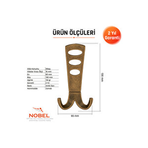 Seylan Portmanto Askısı, Metal Vestiyer Askısı, Anti̇k Sari, Duvar Ve Dolap Askılığı (5'li Set) Vidalı