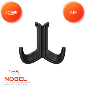 Marmaris Lüks Askı, Metal, Vestiyer Askı, 85 Gr, Dolap Askılık, Duvar Askılığı, Mat Siyah (vidalı)