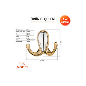 Ari̇s Askı, Metal Vestiyer Askısı, Altin Matkrom, Duvar Ve Dolap Askılığı (5'li Set) Vidalı