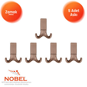 Best Lüks Askı, Metal, Vestiyer Askı, 121 Gr, Dolap Askılık, Duvar Askılığı, Bronz (vidalı)5 Adet