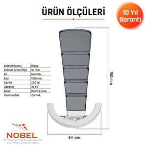Tivist Lüks Portmanto Askı, Metal, Vestiyer Askı, 200 Gr, Dolap Askılık, Duvar Askılığı, Krom Füme (vidalı)5 Adet