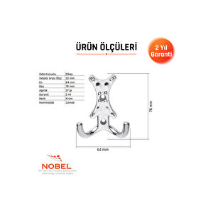 Enez Askı, Metal Vestiyer Askısı, Krom, Duvar Ve Dolap Askılığı (5'li Set) Vidalı