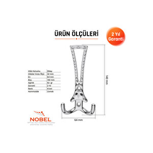 Enez Portmanto Askısı, Metal Vestiyer Askısı, 53 Gr, Dolap Ve Duvar Askılığı, Krom (vidalı)