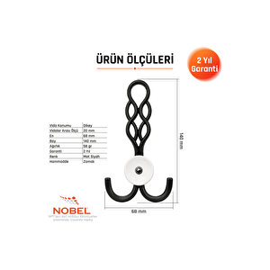 Örgü Portmanto Askısı, Metal Vestiyer Askısı, Matsiyah, Duvar Ve Dolap Askılığı (5'li Set) Vidalı